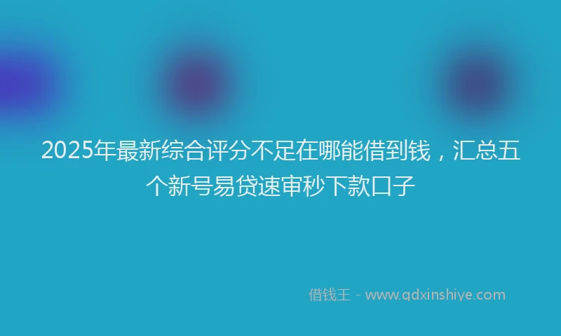 2025年最新综合评分不足在哪能借到钱，汇总五个新号易贷速审秒下款口子