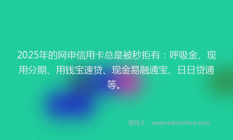 2025年的网申信用卡总是被秒拒有：呼吸金、现用分期、用钱宝速贷、现金易融通宝、日日贷通等。