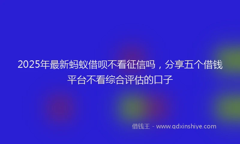 2025年最新蚂蚁借呗不看征信吗，分享五个借钱平台不看综合评估的口子