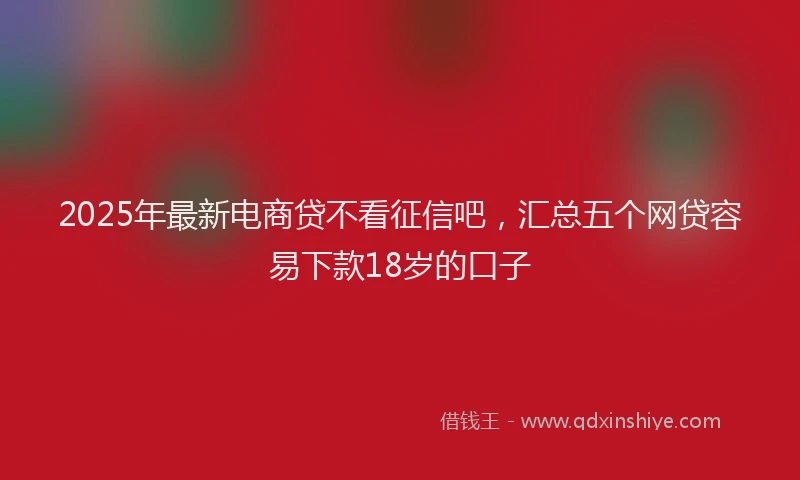 2025年最新电商贷不看征信吧，汇总五个网贷容易下款18岁的口子
