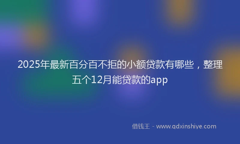 2025年最新百分百不拒的小额贷款有哪些，整理五个12月能贷款的app