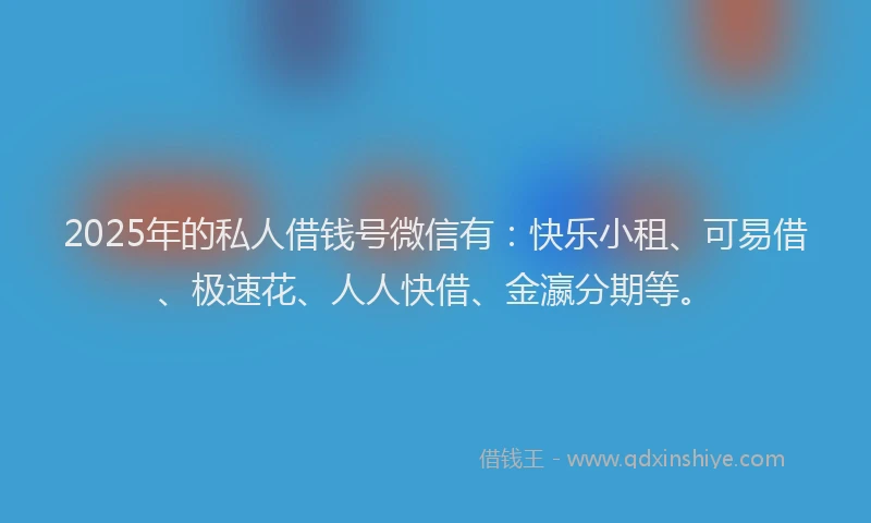 2025年的私人借钱号微信有：快乐小租、可易借、极速花、人人快借、金瀛分期等。
