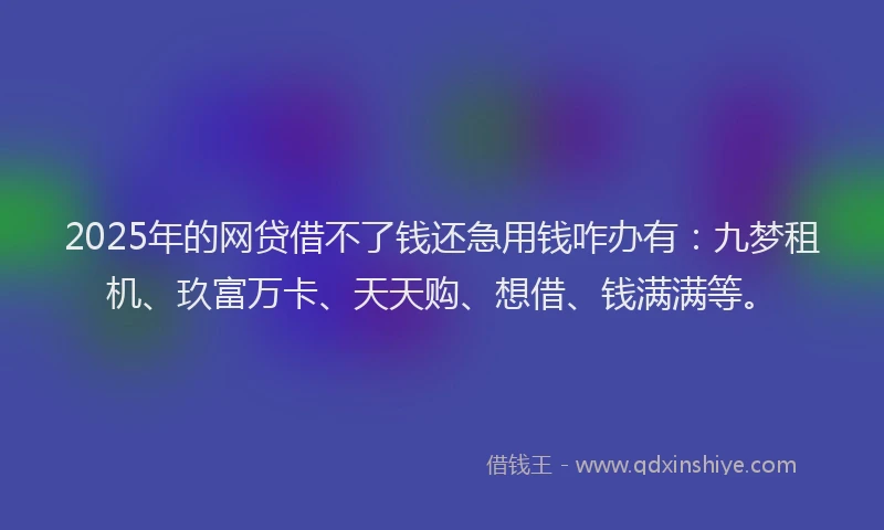 2025年的网贷借不了钱还急用钱咋办有：九梦租机、玖富万卡、天天购、想借、钱满满等。