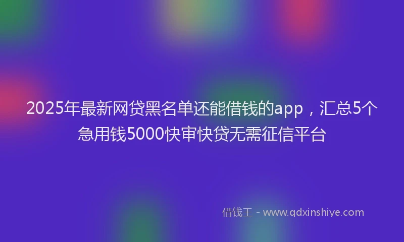 2025年最新网贷黑名单还能借钱的app，汇总5个急用钱5000快审快贷无需征信平台