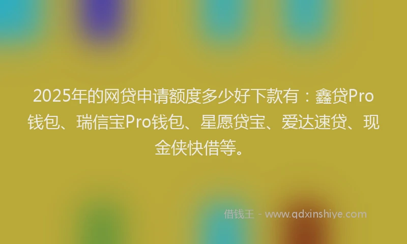 2025年的网贷申请额度多少好下款有：鑫贷Pro钱包、瑞信宝Pro钱包、星愿贷宝、爱达速贷、现金侠快借等。