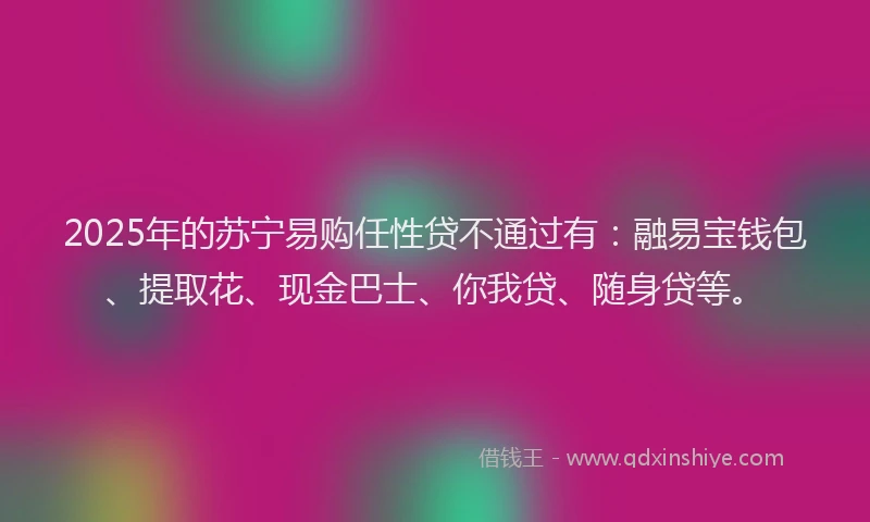 2025年的苏宁易购任性贷不通过有：融易宝钱包、提取花、现金巴士、你我贷、随身贷等。