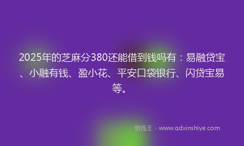 2025年的芝麻分380还能借到钱吗有：易融贷宝、小融有钱、盈小花、平安口袋银行、闪贷宝易等。