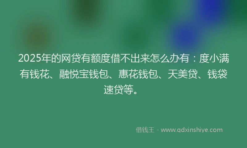 2025年的网贷有额度借不出来怎么办有：度小满有钱花、融悦宝钱包、惠花钱包、天美贷、钱袋速贷等。