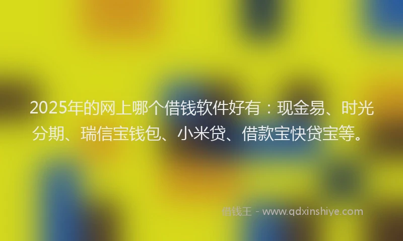 2025年的网上哪个借钱软件好有：现金易、时光分期、瑞信宝钱包、小米贷、借款宝快贷宝等。