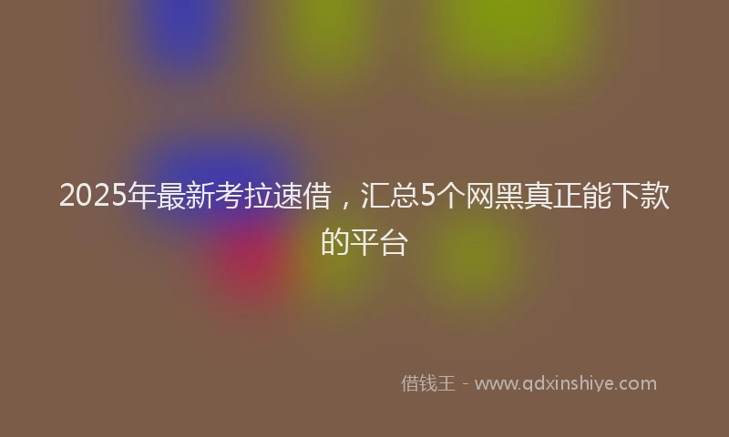 2025年最新考拉速借，汇总5个网黑真正能下款的平台