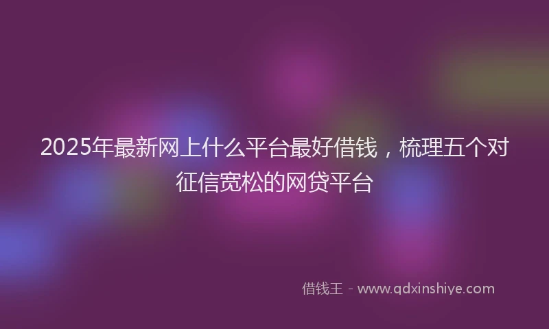 2025年最新网上什么平台最好借钱，梳理五个对征信宽松的网贷平台