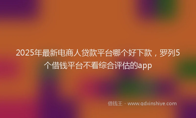 2025年最新电商人贷款平台哪个好下款，罗列5个借钱平台不看综合评估的app