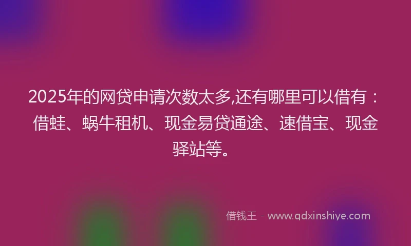 2025年的网贷申请次数太多,还有哪里可以借有：借蛙、蜗牛租机、现金易贷通途、速借宝、现金驿站等。