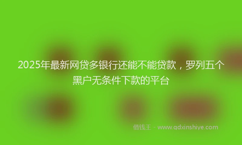2025年最新网贷多银行还能不能贷款，罗列五个黑户无条件下款的平台