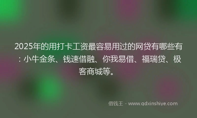 2025年的用打卡工资最容易用过的网贷有哪些有：小牛金条、钱速借融、你我易借、福瑞贷、极客商城等。