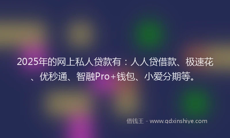 2025年的网上私人贷款有：人人贷借款、极速花、优秒通、智融Pro+钱包、小爱分期等。