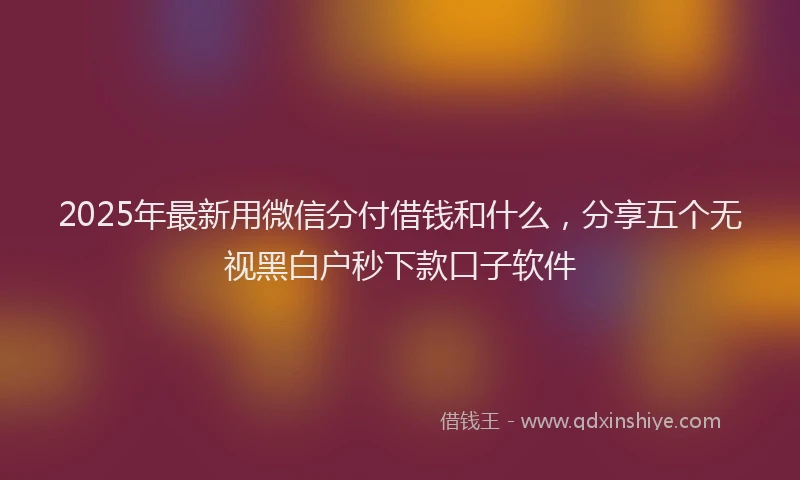 2025年最新用微信分付借钱和什么，分享五个无视黑白户秒下款口子软件