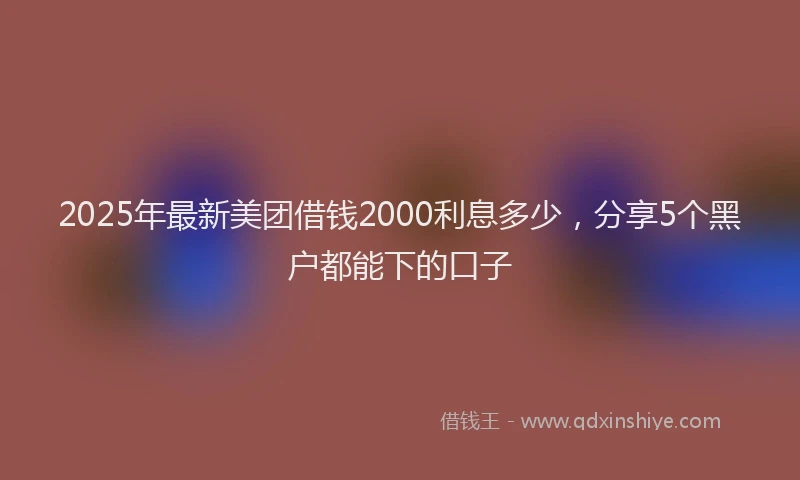 2025年最新美团借钱2000利息多少，分享5个黑户都能下的口子