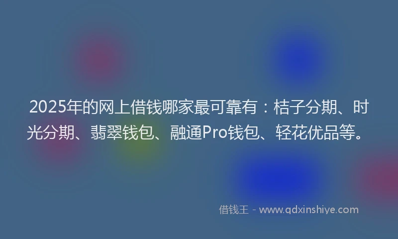 2025年的网上借钱哪家最可靠有：桔子分期、时光分期、翡翠钱包、融通Pro钱包、轻花优品等。