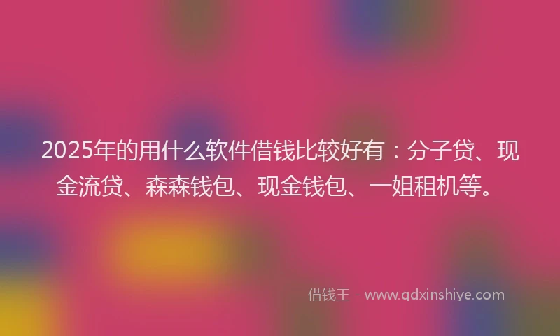 2025年的用什么软件借钱比较好有：分子贷、现金流贷、森森钱包、现金钱包、一姐租机等。