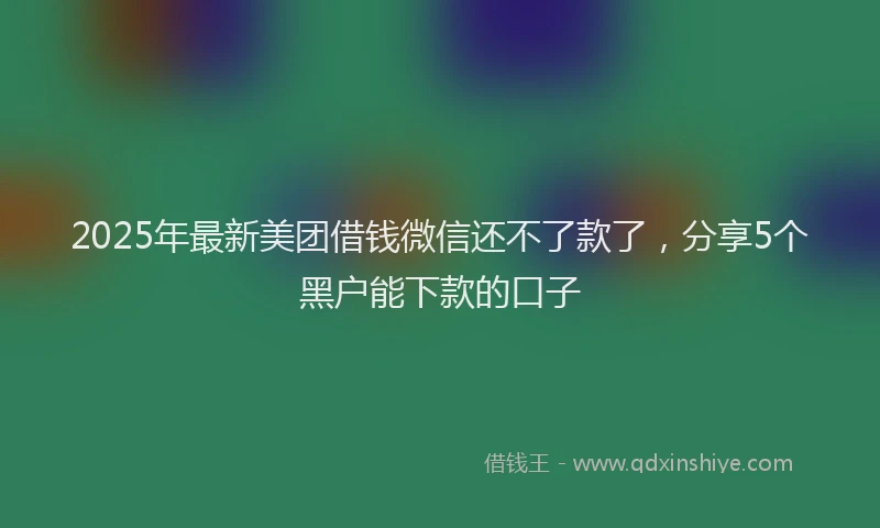 2025年最新美团借钱微信还不了款了，分享5个黑户能下款的口子