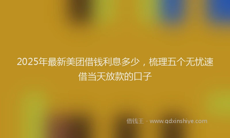 2025年最新美团借钱利息多少，梳理五个无忧速借当天放款的口子