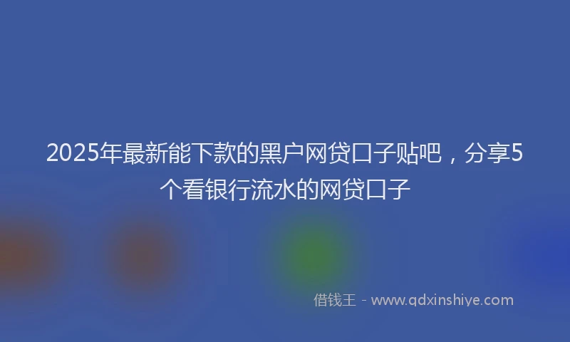 2025年最新能下款的黑户网贷口子贴吧，分享5个看银行流水的网贷口子