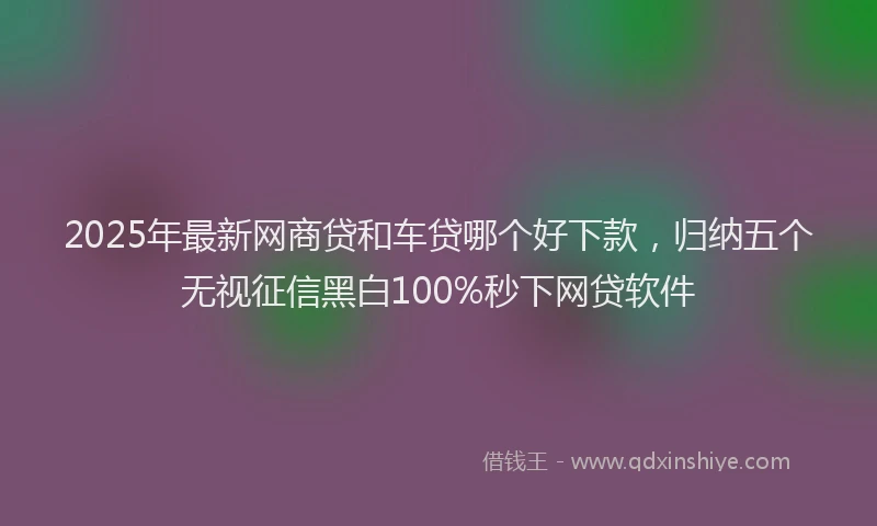 2025年最新网商贷和车贷哪个好下款，归纳五个无视征信黑白100%秒下网贷软件