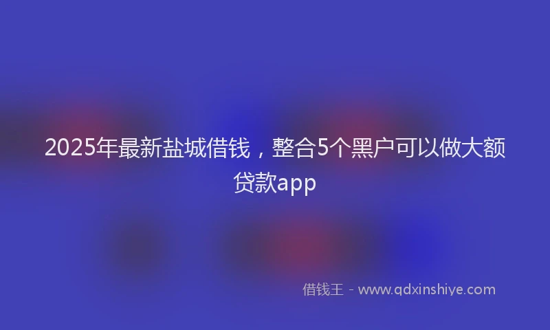 2025年最新盐城借钱，整合5个黑户可以做大额贷款app