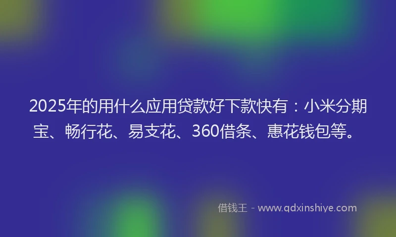 2025年的用什么应用贷款好下款快有：小米分期宝、畅行花、易支花、360借条、惠花钱包等。