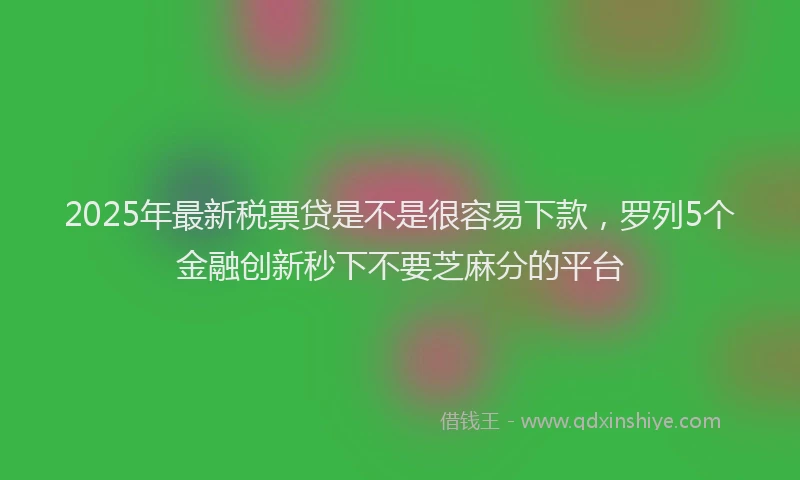 2025年最新税票贷是不是很容易下款，罗列5个金融创新秒下不要芝麻分的平台