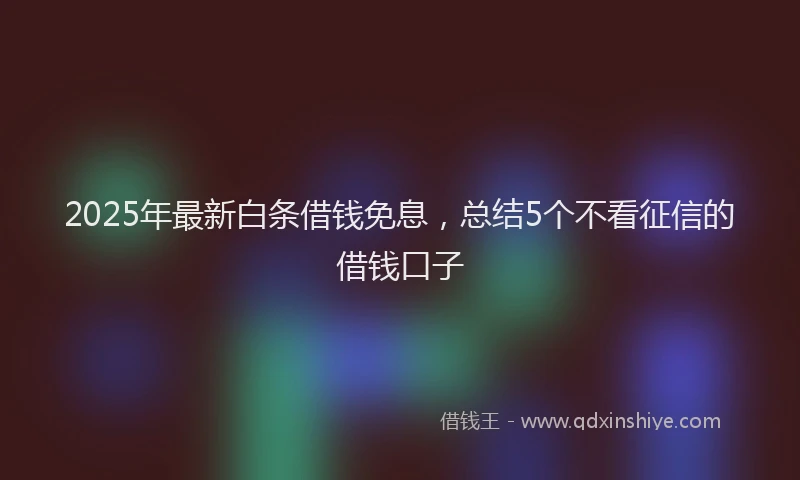 2025年最新白条借钱免息，总结5个不看征信的借钱口子