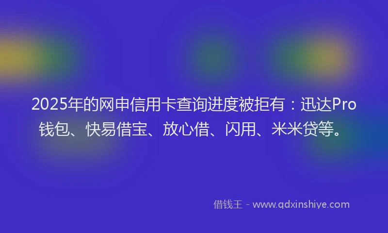 2025年的网申信用卡查询进度被拒有：迅达Pro钱包、快易借宝、放心借、闪用、米米贷等。