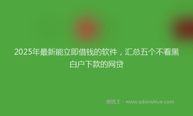2025年最新能立即借钱的软件，汇总五个不看黑白户下款的网贷