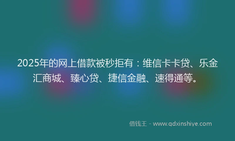 2025年的网上借款被秒拒有：维信卡卡贷、乐金汇商城、臻心贷、捷信金融、速得通等。