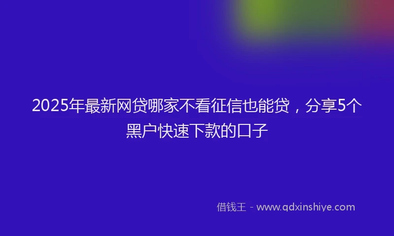 2025年最新网贷哪家不看征信也能贷，分享5个黑户快速下款的口子