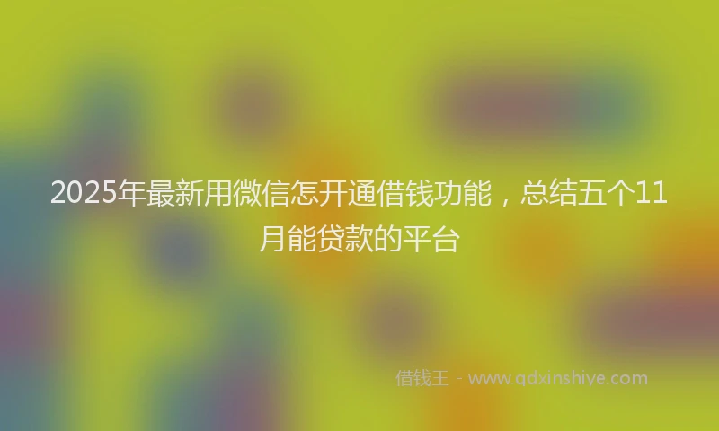 2025年最新用微信怎开通借钱功能，总结五个11月能贷款的平台