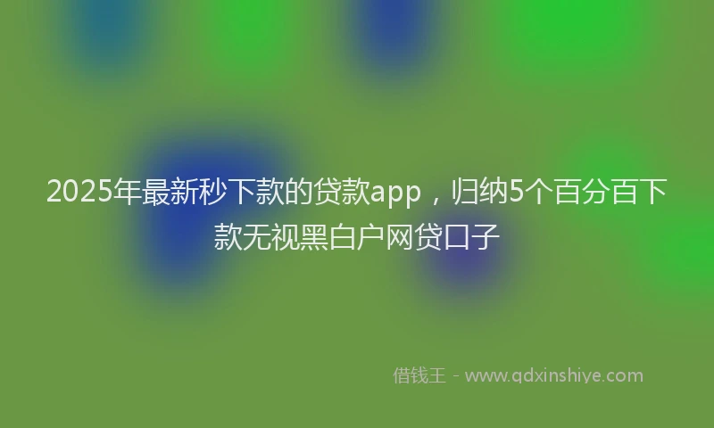 2025年最新秒下款的贷款app，归纳5个百分百下款无视黑白户网贷口子