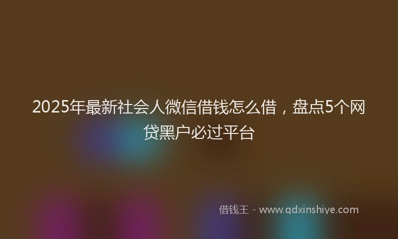 2025年最新社会人微信借钱怎么借，盘点5个网贷黑户必过平台