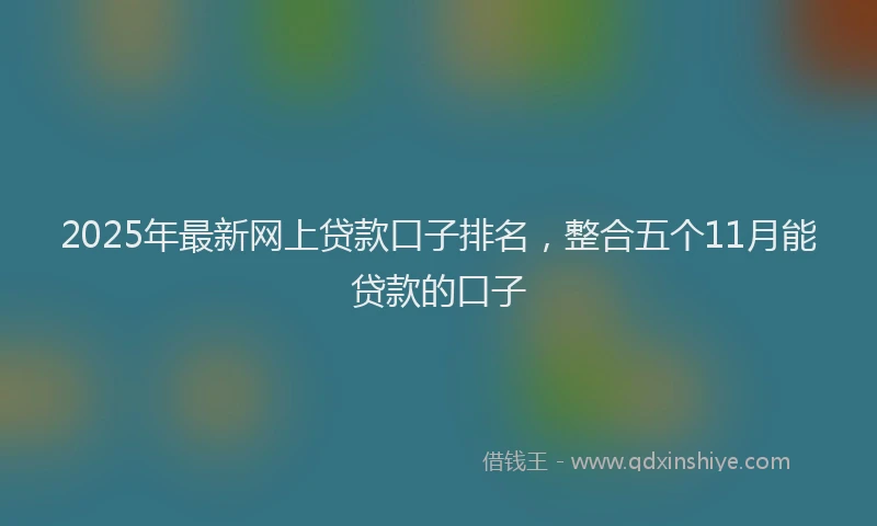 2025年最新网上贷款口子排名，整合五个11月能贷款的口子