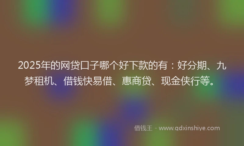 2025年的网贷口子哪个好下款的有：好分期、九梦租机、借钱快易借、惠商贷、现金侠行等。