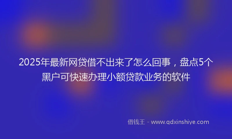 2025年最新网贷借不出来了怎么回事，盘点5个黑户可快速办理小额贷款业务的软件