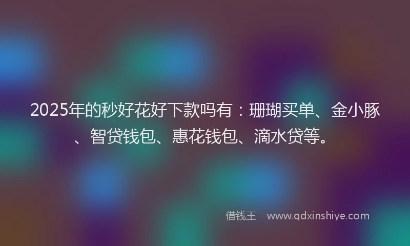 2025年的秒好花好下款吗有：珊瑚买单、金小豚、智贷钱包、惠花钱包、滴水贷等。