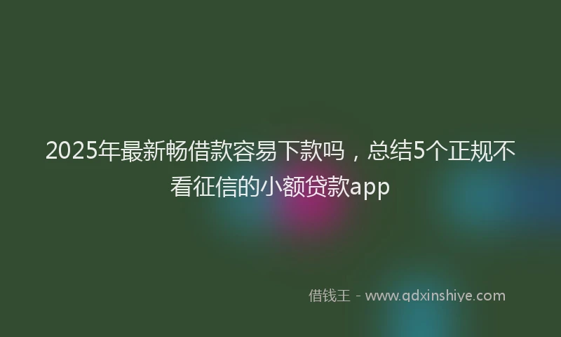 2025年最新畅借款容易下款吗，总结5个正规不看征信的小额贷款app