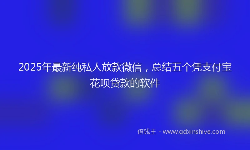 2025年最新纯私人放款微信，总结五个凭支付宝花呗贷款的软件