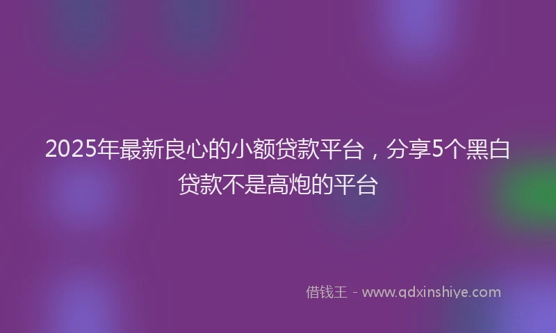 2025年最新良心的小额贷款平台，分享5个黑白贷款不是高炮的平台