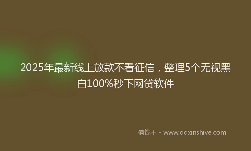 2025年最新线上放款不看征信，整理5个无视黑白100%秒下网贷软件