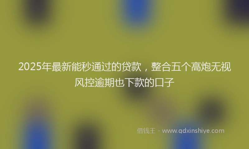 2025年最新能秒通过的贷款，整合五个高炮无视风控逾期也下款的口子
