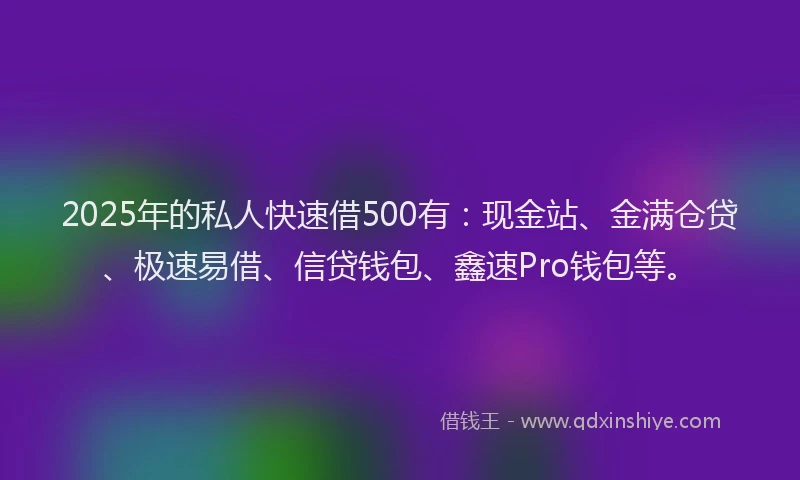 2025年的私人快速借500有：现金站、金满仓贷、极速易借、信贷钱包、鑫速Pro钱包等。