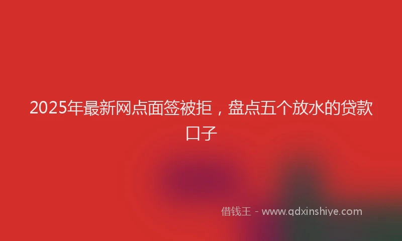 2025年最新网点面签被拒，盘点五个放水的贷款口子